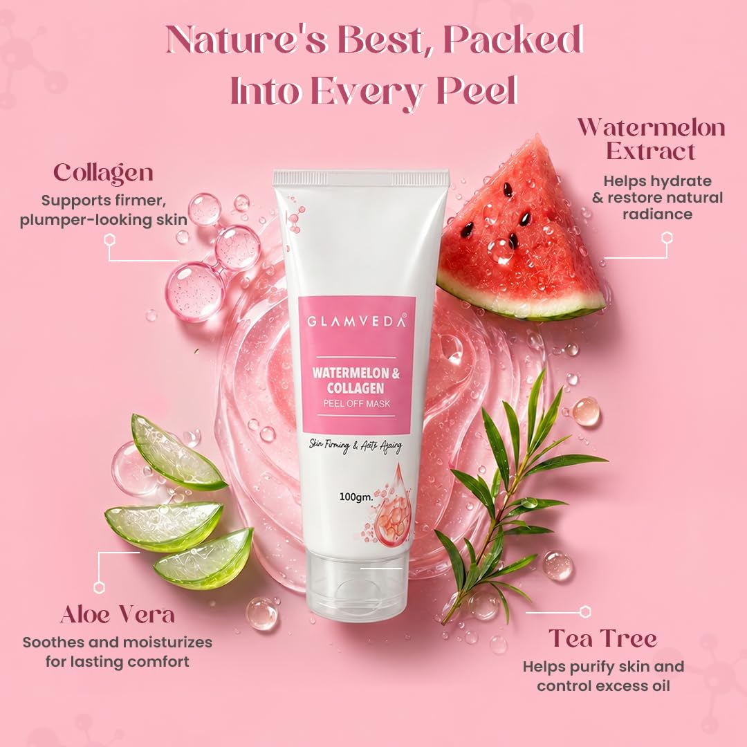 Glamveda Watermelon & Collagen Peel Off Mask for Women 100gm
