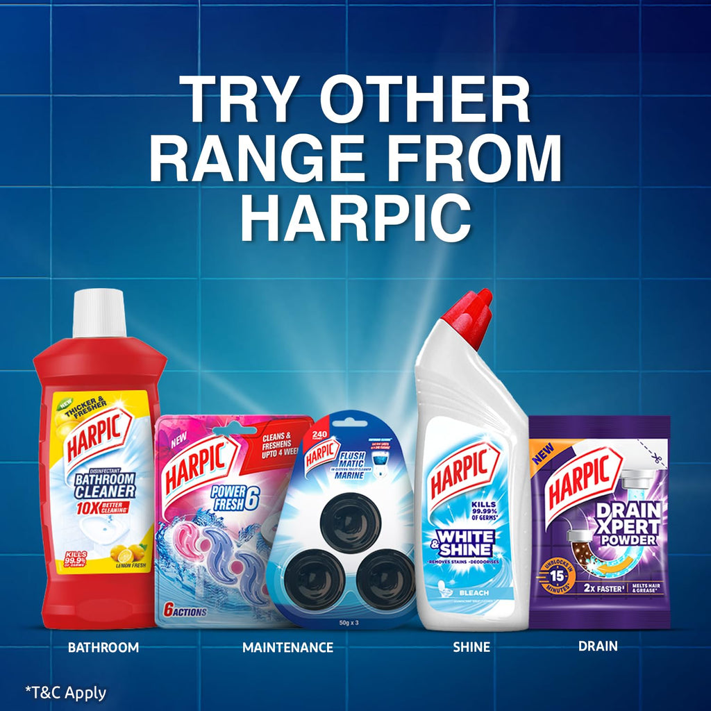 Harpic Disinfectant Toilet Cleaner Liquid, Original - 1 L (Pack of 2) | Kills 99.9% Germs