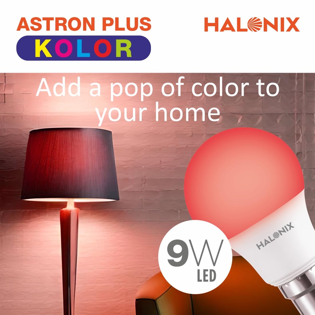 HALONIX LED BULB ASTRON PLUS 9W B22 RED PACK 2