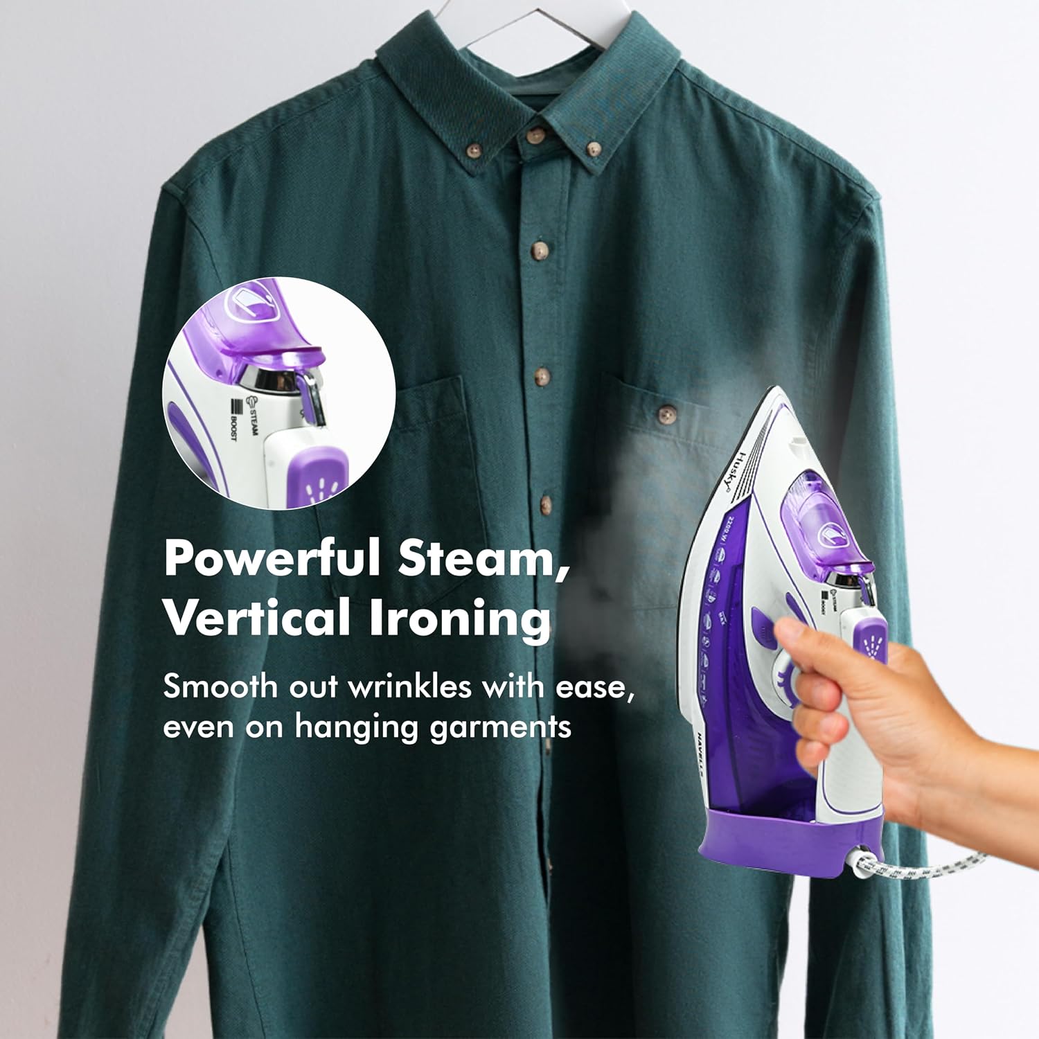 HAVELLS Husky 2200 W Steam Iron with Auto Shut Off, Steam Boost, Vertical, Horizontal Ironing