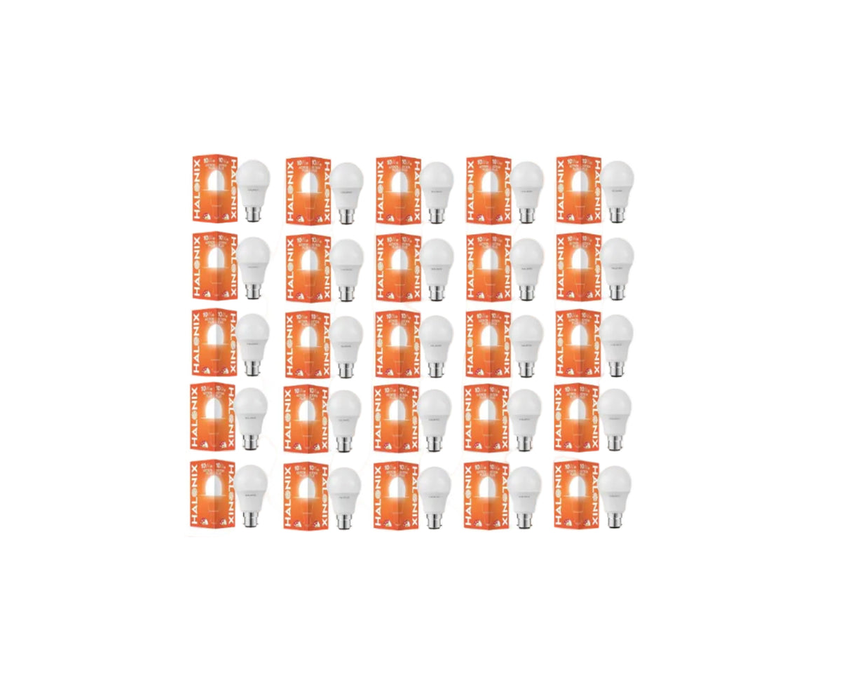 Halonix 10W B22 LED Bulb Cool White, Pack of 25 | Energy Efficient, Bright Light for Home & Office