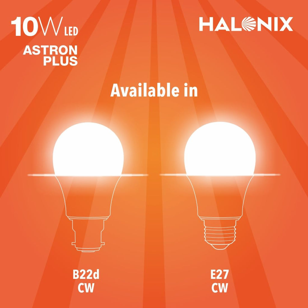 Halonix 10W B22 LED Bulb Cool White, Pack of 25 | Energy Efficient, Bright Light for Home & Office