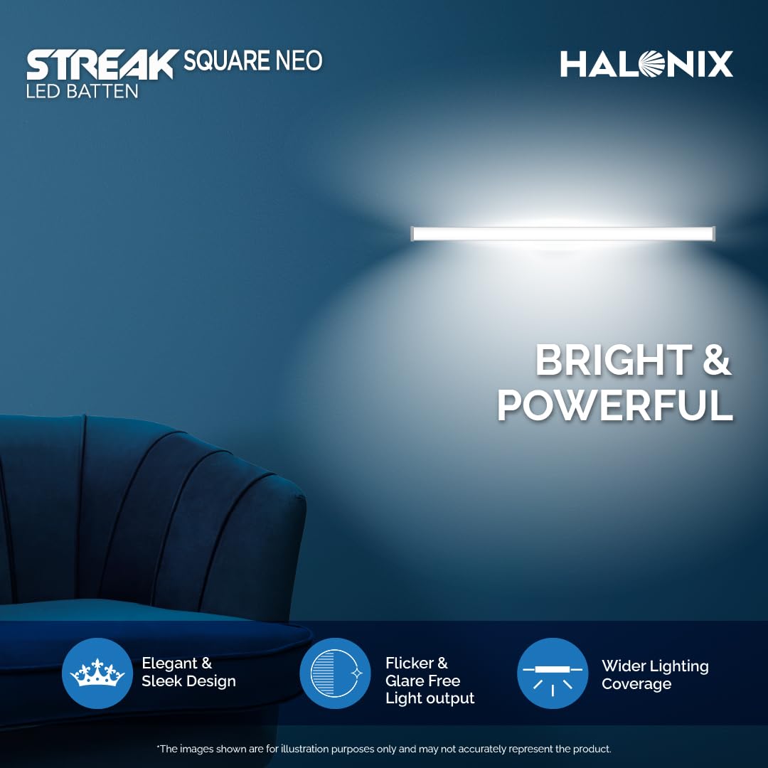Halonix 10W LED Batten/Led Tubelight | 2-ft Tubelight for Living Room & Bedroom | Cool day light | Pack 1