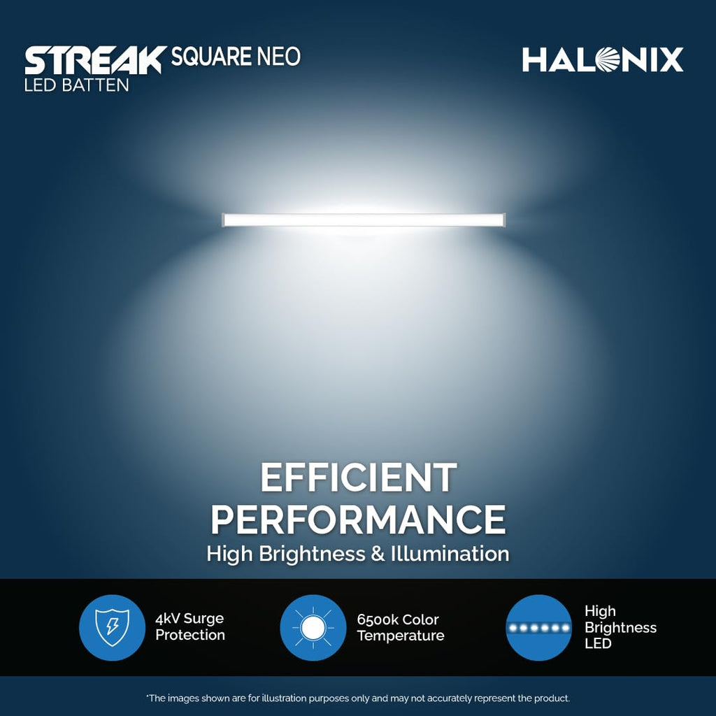 Halonix 10W LED Batten/Led Tubelight | 2-ft Tubelight for Living Room & Bedroom | Cool day light | Pack 1
