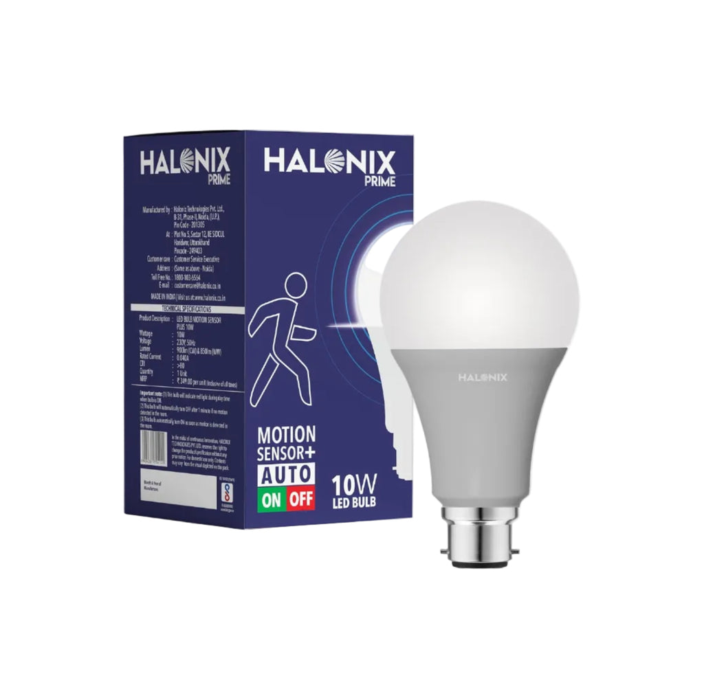 Halonix 10W Motion Sensor Led bulb | Color-6500K White | Auto on- Auto Off light | Motion sensor light | Pack of 1 | b22d