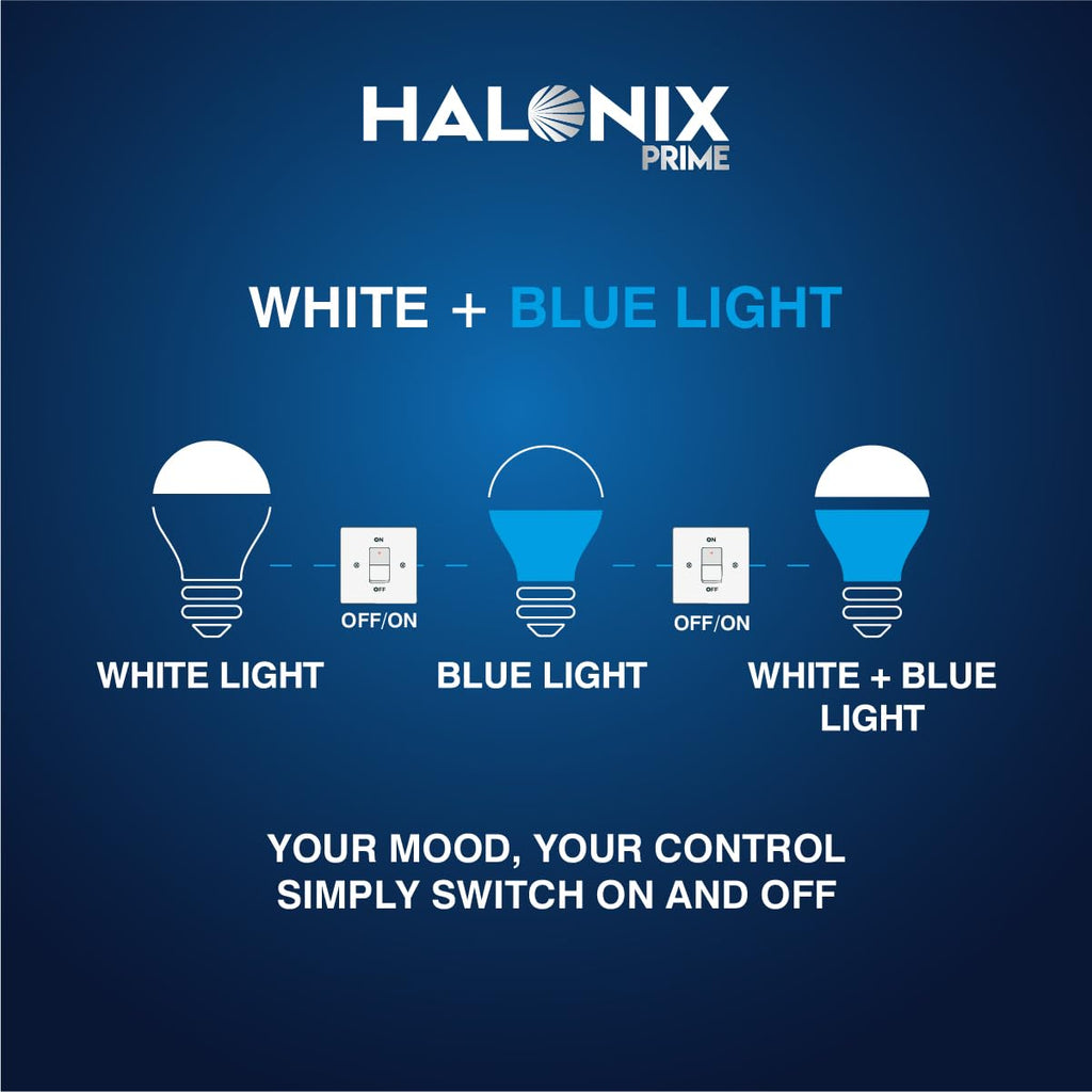 Halonix 10W Up Down Glow Blue & White 3 Modes LED | Switch On-Off to Change Color | Decorative B22 Base | Pack of 4