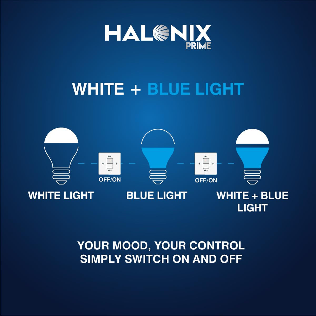 Halonix 10W Up Down Glow Blue & White 3 Modes LED | Switch On-Off to Change Color | Decorative B22 Base | Pack of 4