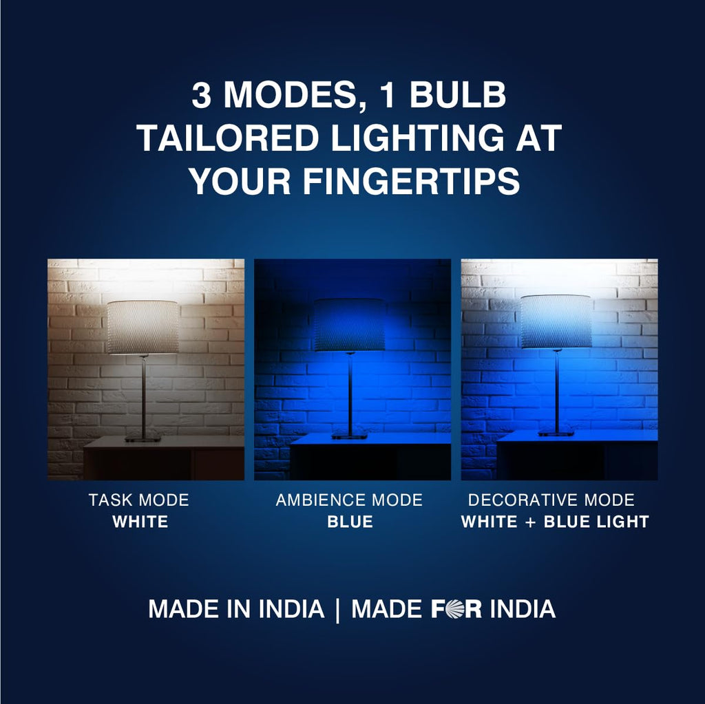 Halonix 10W Up Down Glow Blue & White 3 Modes LED | Switch On-Off to Change Color | Decorative B22 Base | Pack of 4