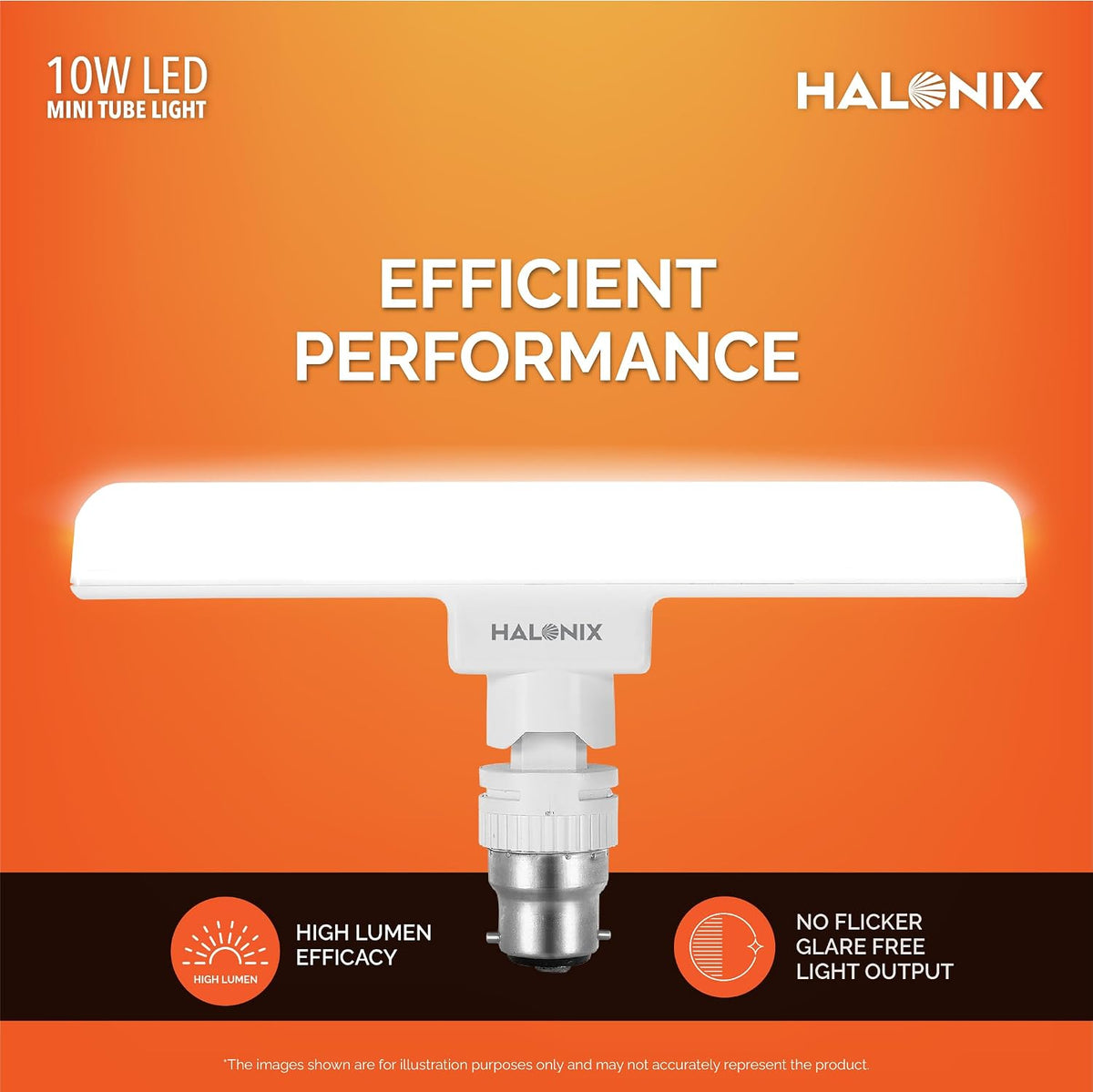 Halonix 10 Watts B22d LED bulb tube Light Cool White, Pack of 2, T-bulb