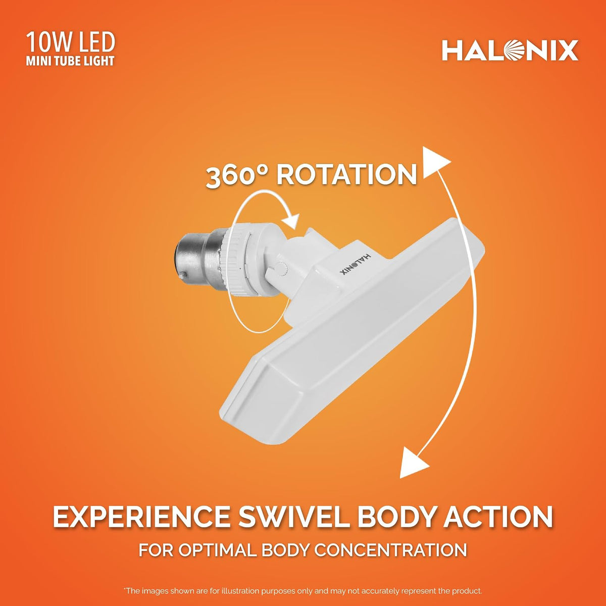 Halonix 10 Watts B22d LED bulb tube Light Cool White, Pack of 5, T-bulb