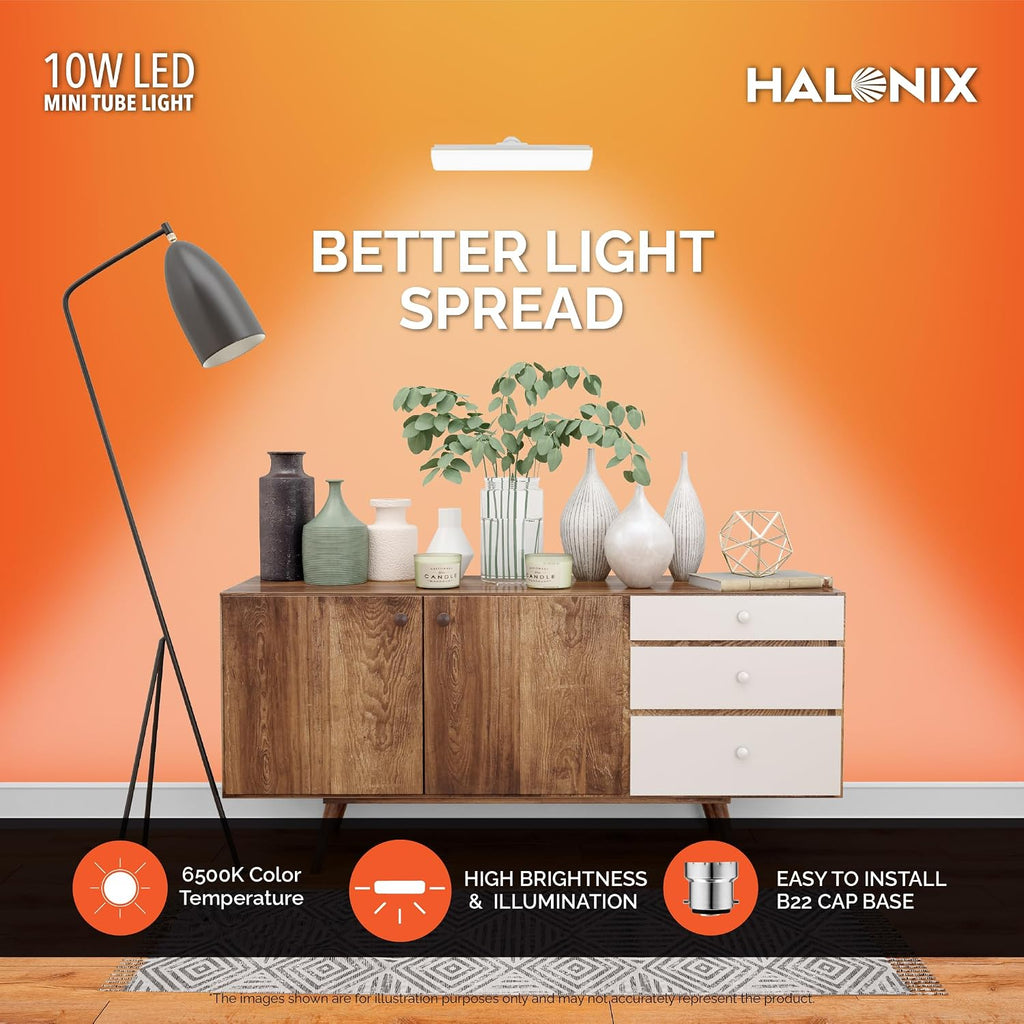 Halonix 10 Watts B22d LED bulb tube Light Cool White, Pack of 5, T-bulb