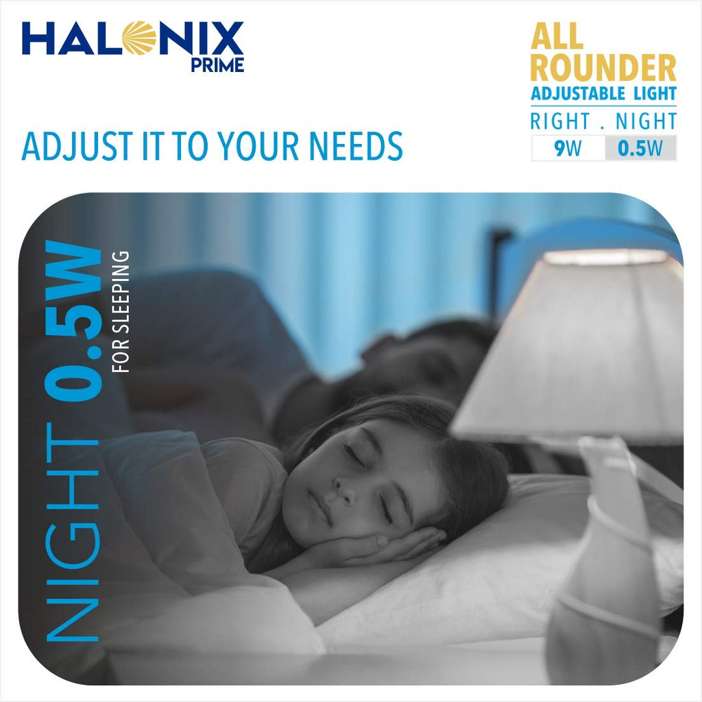 Halonix 2-in-1 Dimmable 9W & 0.5W Multi Wattage Adjustable Light Led Bulb | All Rounder led Bulb Base B22D | Pack of 8