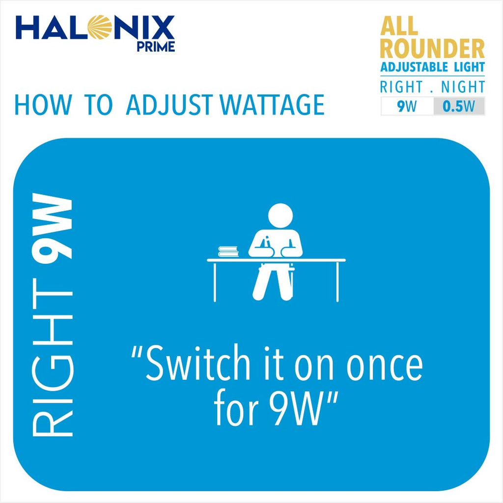 Halonix 2-in-1 Dimmable 9W & 0.5W Multi Wattage Adjustable Light Led Bulb | All Rounder led Bulb Base B22D | Pack of 8