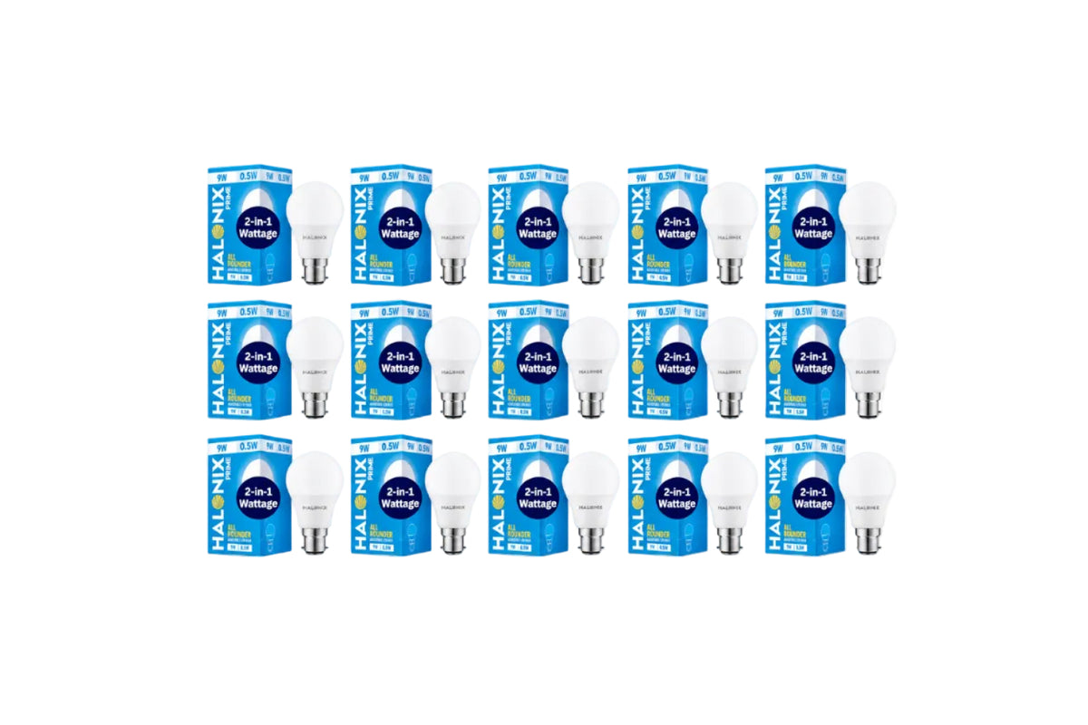 Halonix 2-in-1 Dimmable 9W & 0.5W Multi Wattage Adjustable Light Led Bulb | All Rounder led Bulb Base B22D | Pack of 15