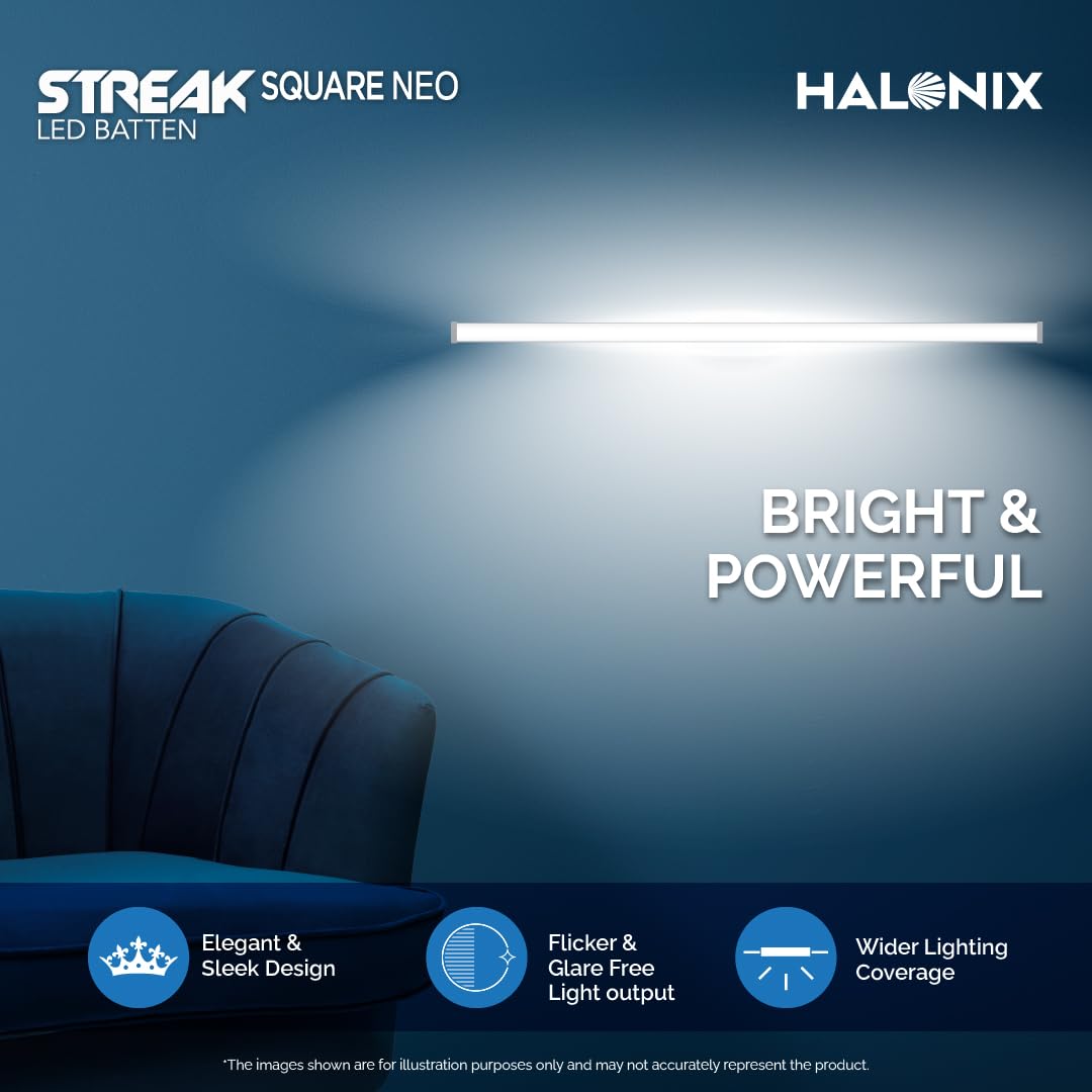 Halonix 20W LED Batten / Led Tubelight | 4-ft Tubelight for Living Room & Bedroom | Cool day light | Pack 2