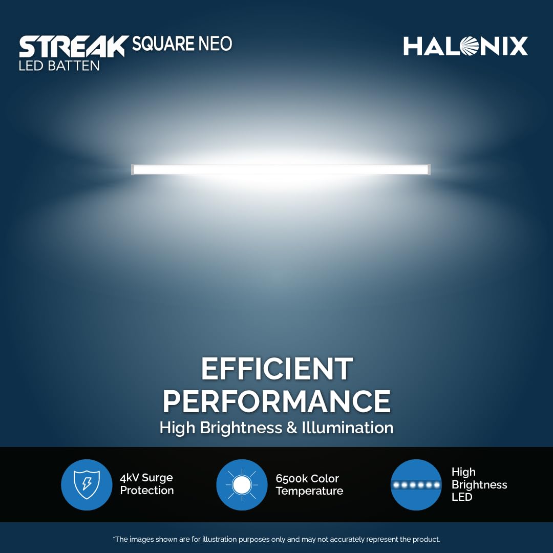Halonix 20W LED Batten / Led Tubelight | 4-ft Tubelight for Living Room & Bedroom | Cool day light | Pack 2