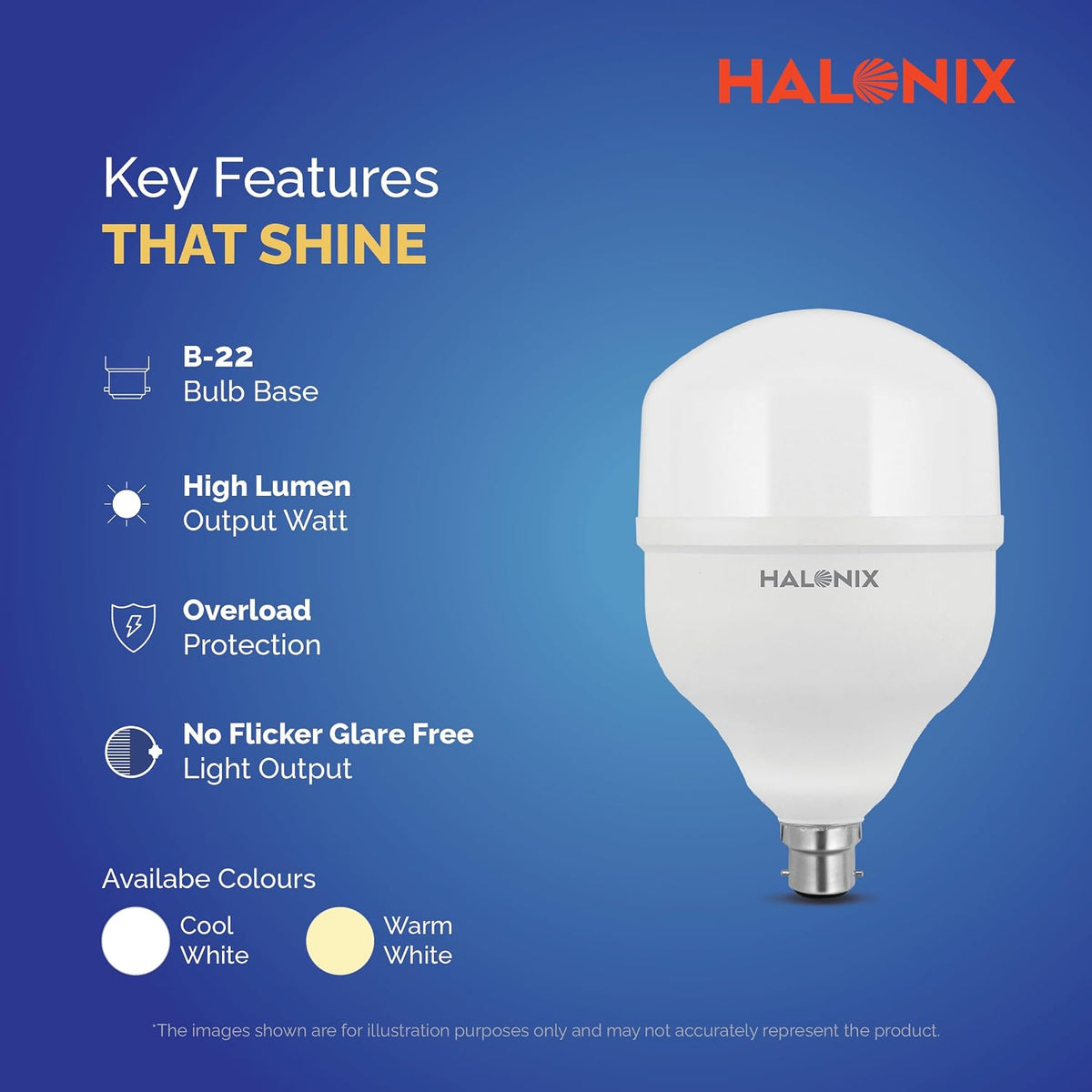 Halonix 45W LED Light Bulb | White (6500K) |Energy Efficient| 4kv Surge Protection | High Lumens Per Watt | Pack of 1