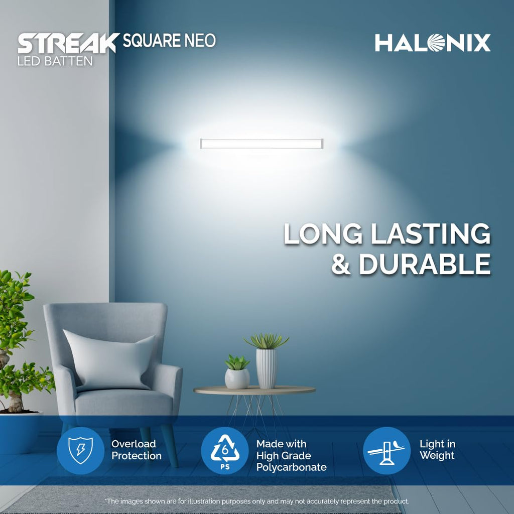 Halonix 5W LED Batten/Led Tubelight | 1-ft Tubelight for Living Room & Bedroom | Cool day light | Pack 1