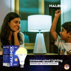 Halonix 8.5W Rechargeable Emergency Inverter LED Bulb | Emergency Light | Upto 4 Hours Battery | B22D | 1 Year - Warranty (Pack of 1, Warm Yellow)