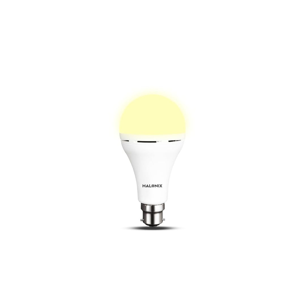 Halonix 8.5W Rechargeable Emergency Inverter LED Bulb | Emergency Light | Upto 4 Hours Battery | B22D | 1 Year - Warranty (Pack of 1, Warm Yellow)