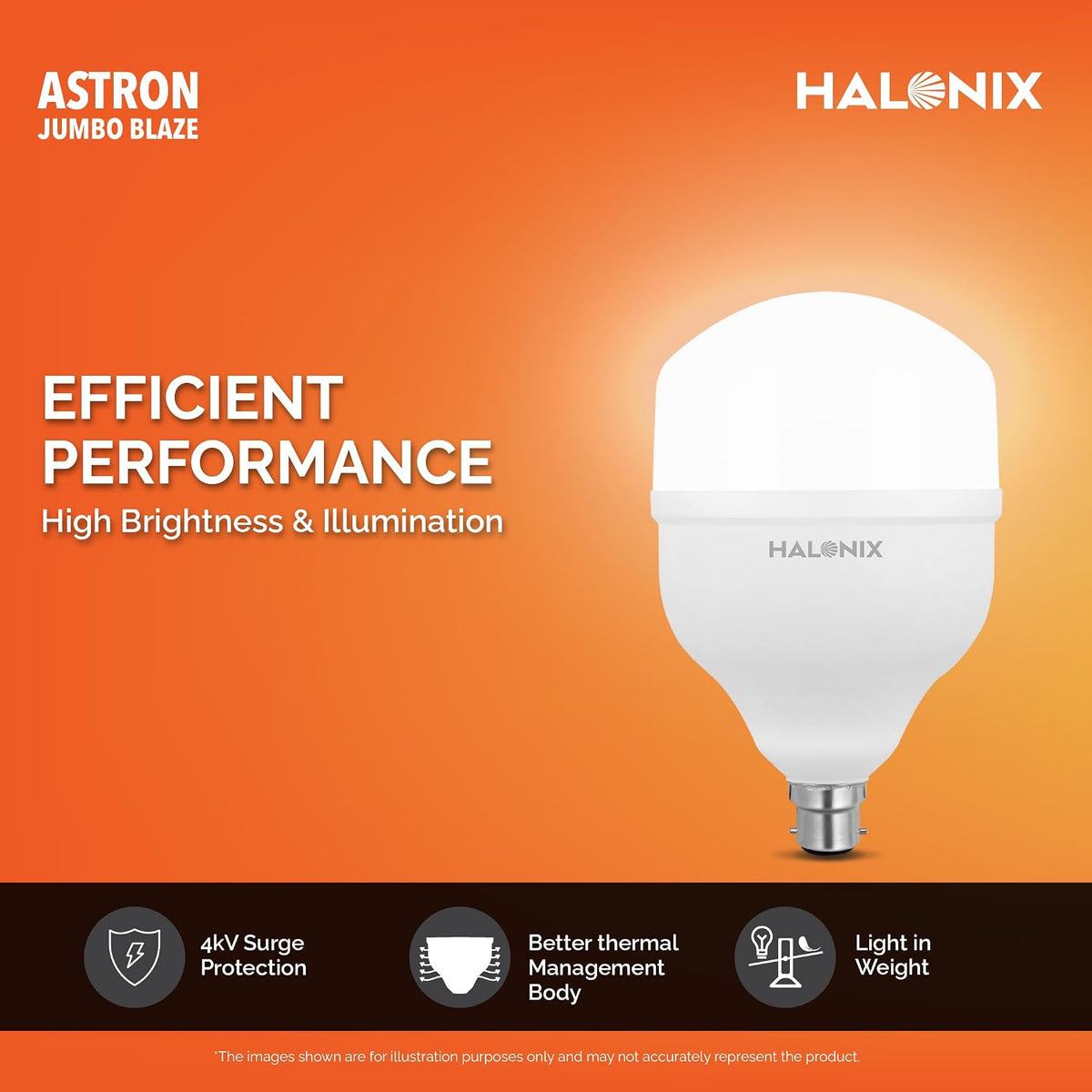 Halonix Jumbo 30W higher wattage Led Bulb | Cool Day Light (6500K)| Base- B22 | Energy Efficient | Surge Protection | Pack of 4