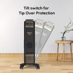 Havells 13 Fin Oil Filled Room Heater (OFR) | Advanced New U-Tech Fast Heating Fins with 10-Year Warranty | 2900W | ISI Approved | PTC Fan Heater | Inclined Control Panel | Black
