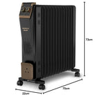 Havells 13 Fin Oil Filled Room Heater (OFR) | Advanced New U-Tech Fast Heating Fins with 10-Year Warranty | 2900W | ISI Approved | PTC Fan Heater | Inclined Control Panel | Black