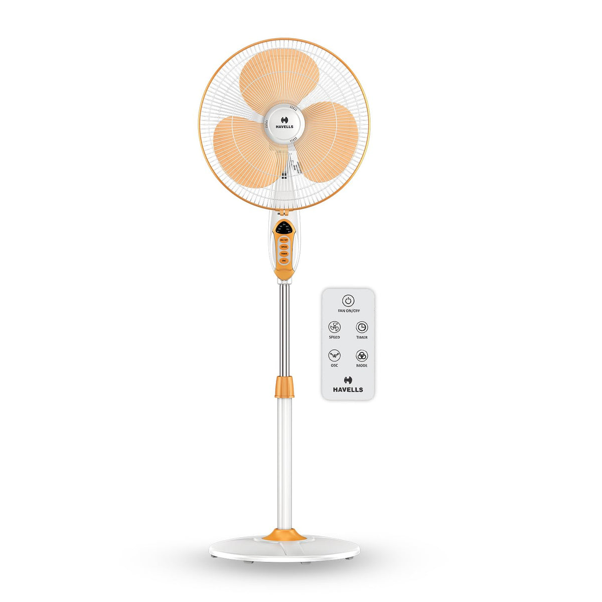 Havells 400mm BLDC Pedestal Fan | Remote Control | Upto 50% Less Power Usage | Sleep & Breeze Mode with Timer | Memory Backup | Jerk Free Oscillation, Smooth Swing Operation | White & Yellow | Sprint