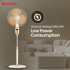 Havells 400mm BLDC Pedestal Fan | Remote Control | Upto 50% Less Power Usage | Sleep & Breeze Mode with Timer | Memory Backup | Jerk Free Oscillation, Smooth Swing Operation | White & Yellow | Sprint