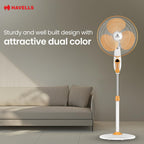 Havells 400mm BLDC Pedestal Fan | Remote Control | Upto 50% Less Power Usage | Sleep & Breeze Mode with Timer | Memory Backup | Jerk Free Oscillation, Smooth Swing Operation | White & Yellow | Sprint