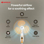 Havells 400mm BLDC Pedestal Fan | Remote Control | Upto 50% Less Power Usage | Sleep & Breeze Mode with Timer | Memory Backup | Jerk Free Oscillation, Smooth Swing Operation | White & Yellow | Sprint