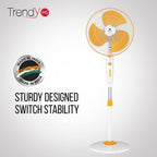 Havells 400mm High Speed Pedestal Fan | Strong & Stable Base | Thermal Overload Protector | Jerk Free Oscillation, Smooth Swing Operation | 2 Year Warranty | White & Yellow | Trendy