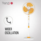 Havells 400mm High Speed Pedestal Fan | Strong & Stable Base | Thermal Overload Protector | Jerk Free Oscillation, Smooth Swing Operation | 2 Year Warranty | White & Yellow | Trendy