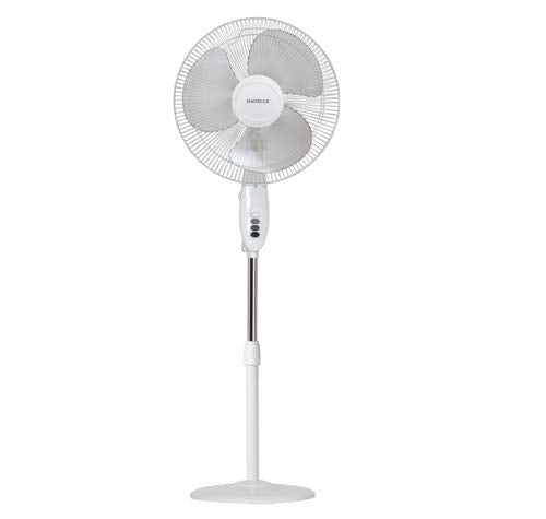 Havells 400mm Swing Pedestal Fan | 120 Ribs Guard Safety, Smooth Oscillation, Heavy Base For Stability, 3 Star | High Air Delivery, Aesthetic Design, Telescopic Arrangement | (Pack of 1, Off White)