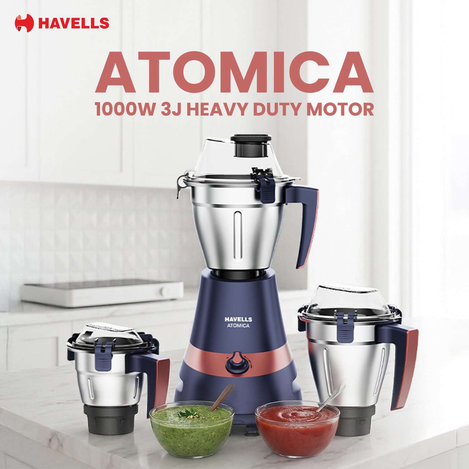 Havells Atomica 1000W 3 Jar Mixer Grinder