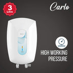 Havells Carlo 3 Litre Instant Water Heater(Geyser)|Heavy Duty Heating Element|SS 304 L Inner Tank|Bi-color Indicator|High Working Pressure|Rust & shock Proof Body|5 Year Tank Warranty