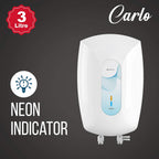 Havells Carlo 3 Litre Instant Water Heater(Geyser)|Heavy Duty Heating Element|SS 304 L Inner Tank|Bi-color Indicator|High Working Pressure|Rust & shock Proof Body|5 Year Tank Warranty