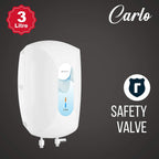 Havells Carlo 3 Litre Instant Water Heater(Geyser)|Heavy Duty Heating Element|SS 304 L Inner Tank|Bi-color Indicator|High Working Pressure|Rust & shock Proof Body|5 Year Tank Warranty