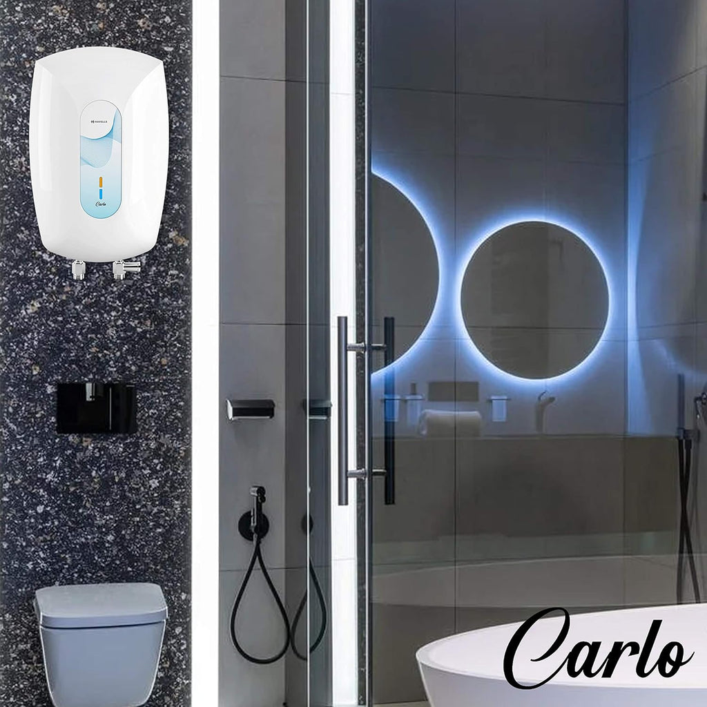 Havells Carlo 3 Litre Instant Water Heater(Geyser)|Heavy Duty Heating Element|SS 304 L Inner Tank|Bi-color Indicator|High Working Pressure|Rust & shock Proof Body|5 Year Tank Warranty
