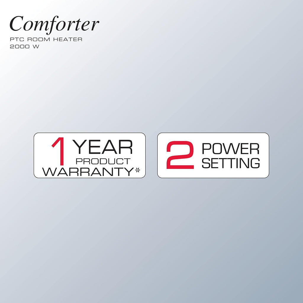 Havells Comforter 2000 Watt Room Heater with Overheat Protection| Easy to Carry for Bedroom and Office| Adjustable Thermostat Control Knob & Adjustable Vent for Air Delivery (White and Black)