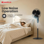 Havells Gatik Pro 400mm BLDC Pedestal Fan| 120 Ribs Guard for Safety| Smooth Oscillation| Heavy Base| ISI Marked | 2 Year Warranty | Black