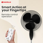 Havells Gatik Pro 400mm BLDC Pedestal Fan| 120 Ribs Guard for Safety| Smooth Oscillation| Heavy Base| ISI Marked | 2 Year Warranty | Black