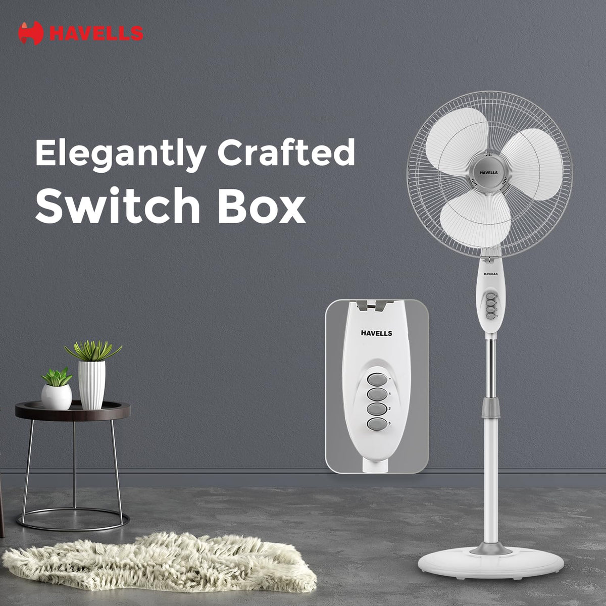 Havells Gatik Pro 400mm Pedestal Fan| 120 Ribs Guard for Safety| Smooth Oscillation| Heavy Base| ISI Marked | 2 Year Warranty | Grey