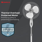 Havells Gatik Pro 400mm Pedestal Fan| 120 Ribs Guard for Safety| Smooth Oscillation| Heavy Base| ISI Marked | 2 Year Warranty | Grey