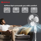 Havells Gatik Pro 400mm Pedestal Fan| 120 Ribs Guard for Safety| Smooth Oscillation| Heavy Base| ISI Marked | 2 Year Warranty | Grey