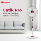 Havells Gatik Pro 400mm Pedestal Fan| 120 Ribs Guard for Safety| Smooth Oscillation| Heavy Base| ISI Marked | 2 Year Warranty | Wine Red