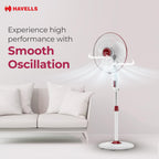 Havells Gatik Pro 400mm Pedestal Fan| 120 Ribs Guard for Safety| Smooth Oscillation| Heavy Base| ISI Marked | 2 Year Warranty | Wine Red