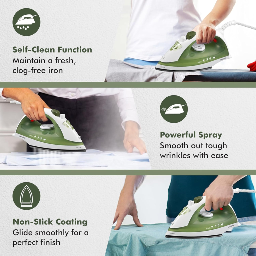 Havells Glaze 1250 Watts Steam Iron with Self Cleaning Function