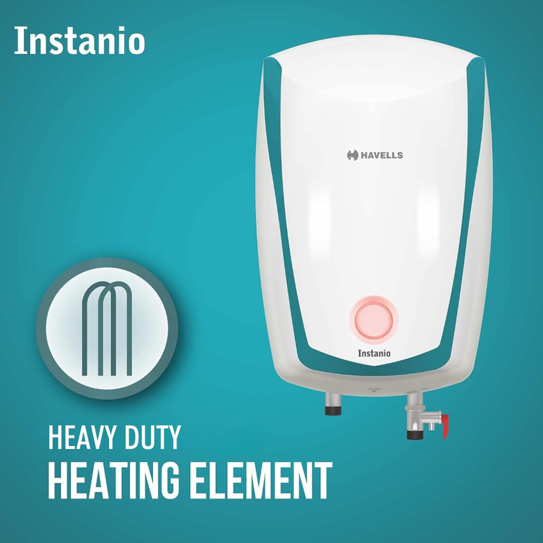 Havells Instanio 10L Storage Water Heater(Geyser)|Faster Heating|Safer to use|Saves electricity|Engineered for Hard Water|Color Changing LED Indicator|Anti Rust Tank|Mcoloy Heating Element (2000W)