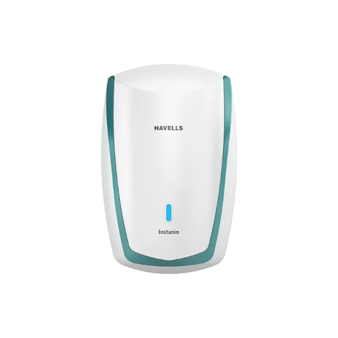 Havells Instanio 3L Instant Water Heater(Geyser)| Temp. Sensing LED Indicator| Rust & Shock Proof Body| ISI Marked|Warranty: 5 year on Inner Tank| High Rise Compatible (White Blue)